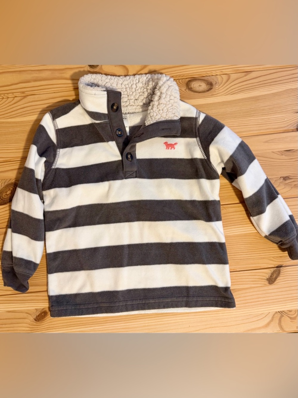 Kids Striped Sherpa-Trim Pullover Top